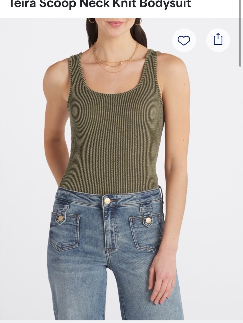 Gilli Olive Green Ribbed Bodysuit NWOT Size S